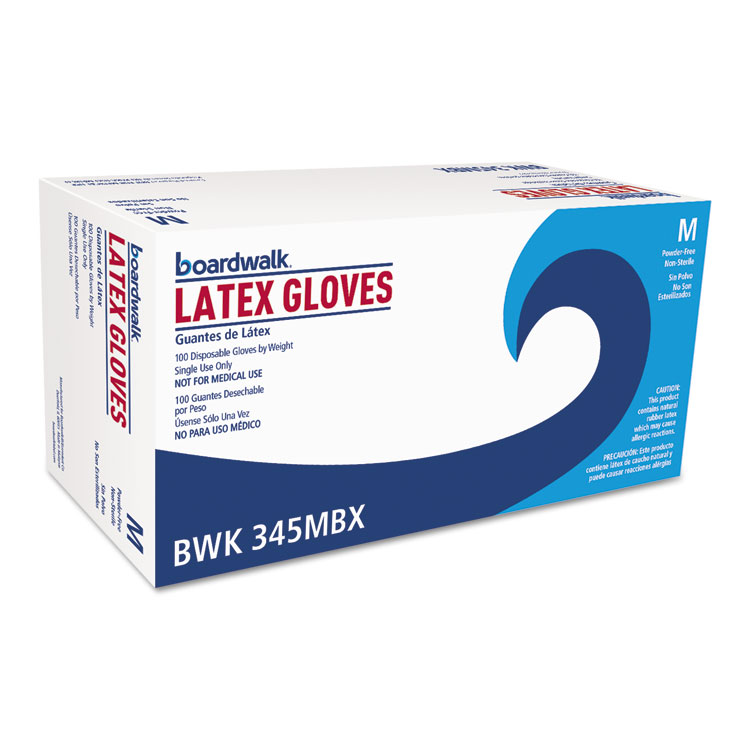 Boardwalk General-purpose Latex Gloves Powder-free 4.4 Mil Medium Natural 100/pack
