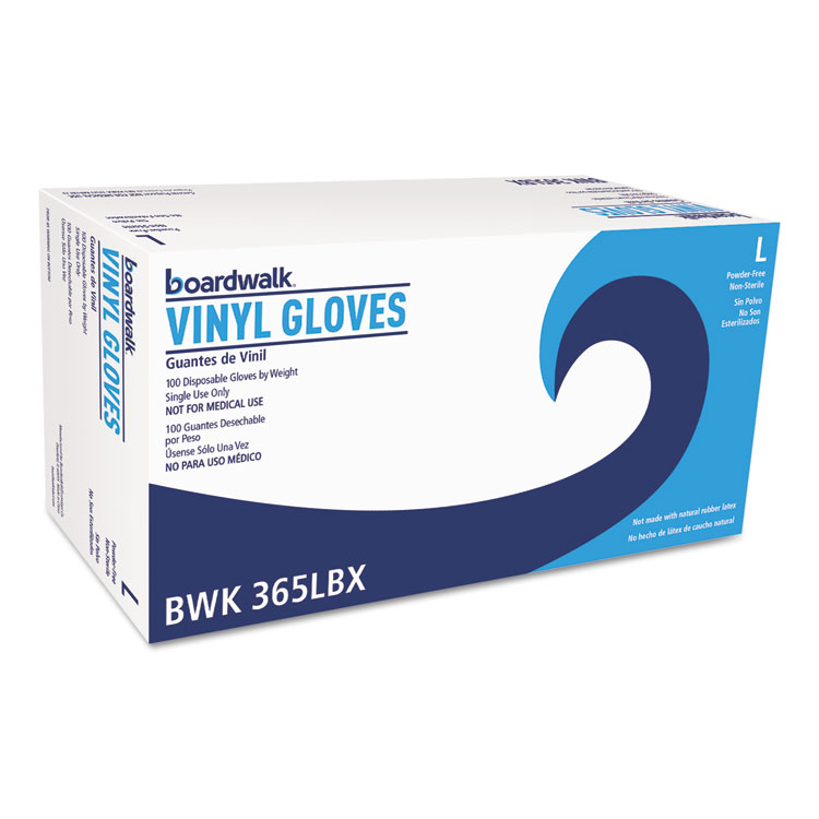 Boardwalk General Purpose Vinyl Gloves Powder/latex-free 2 3/5 Mil Large Clear 100/pack