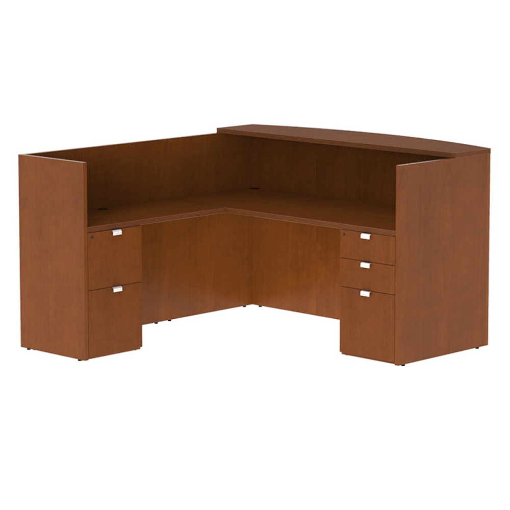 Cherryman Jade 72" W Wood Counter Double Pedestal L-shaped Bow Front Reception Desk