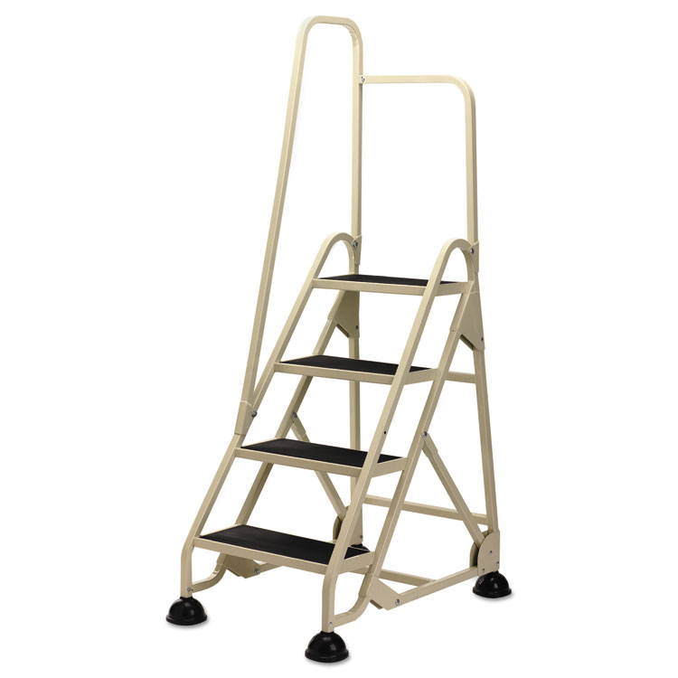 Cramer 66-1/4" H Four-step Stop-step Folding Aluminum Ladder Right Handrail Beige