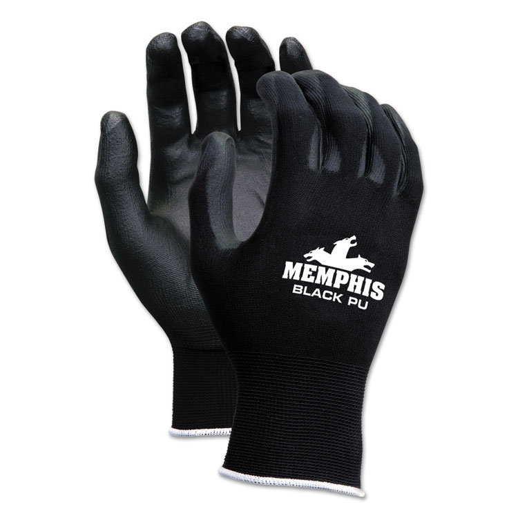 Memphis Economy Pu Coated Work Gloves Black X-large 12/pairs