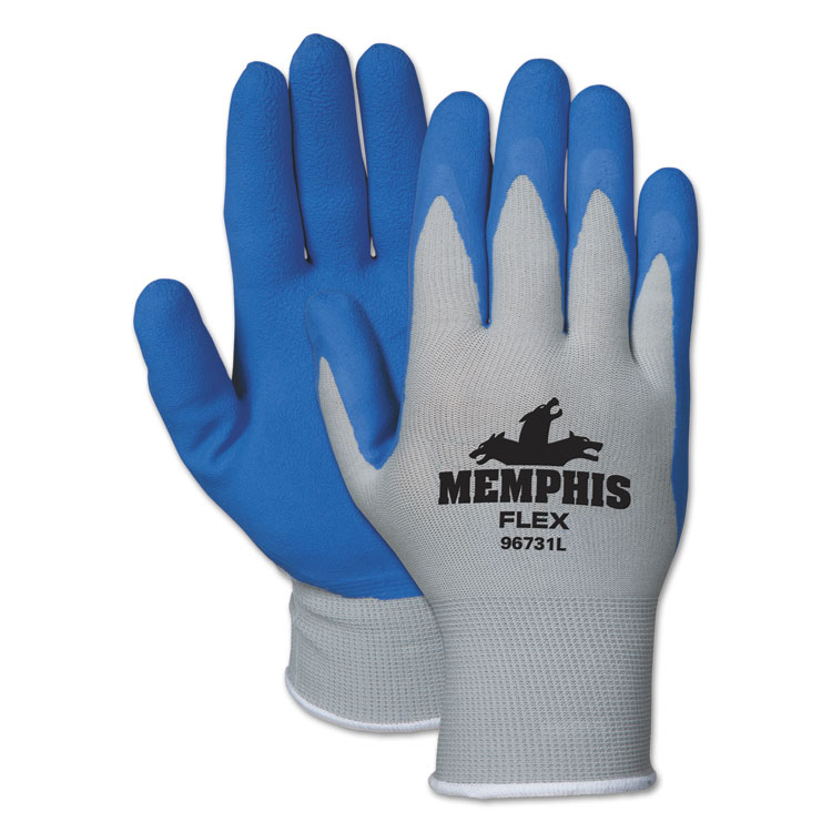 Memphis Flex Seamless Nylon Knit Gloves X-large Blue/gray 12/pair