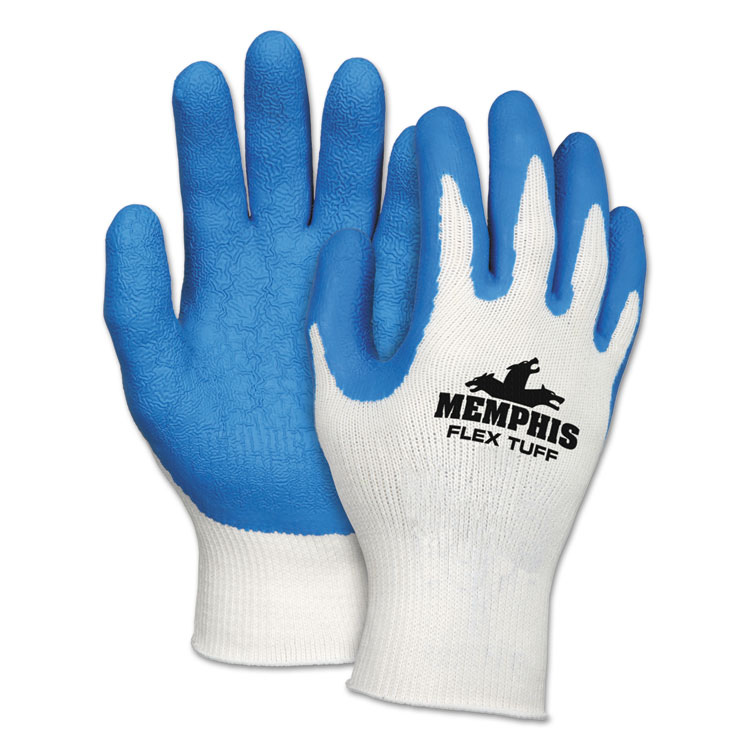 Memphis Flex Tuff Work Gloves White/blue X-large 10 Gauge 12/pair