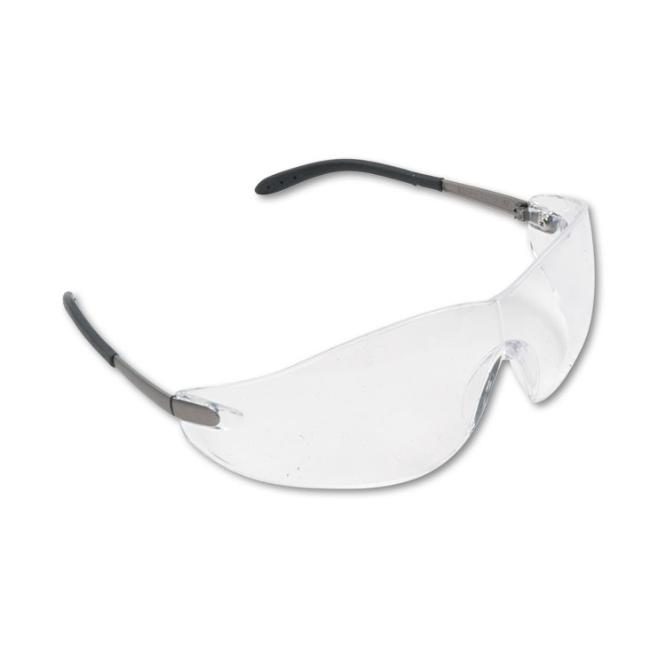 Crews Blackjack Wraparound Safety Glasses Chrome Plastic Frame Clear Lens 12/pack