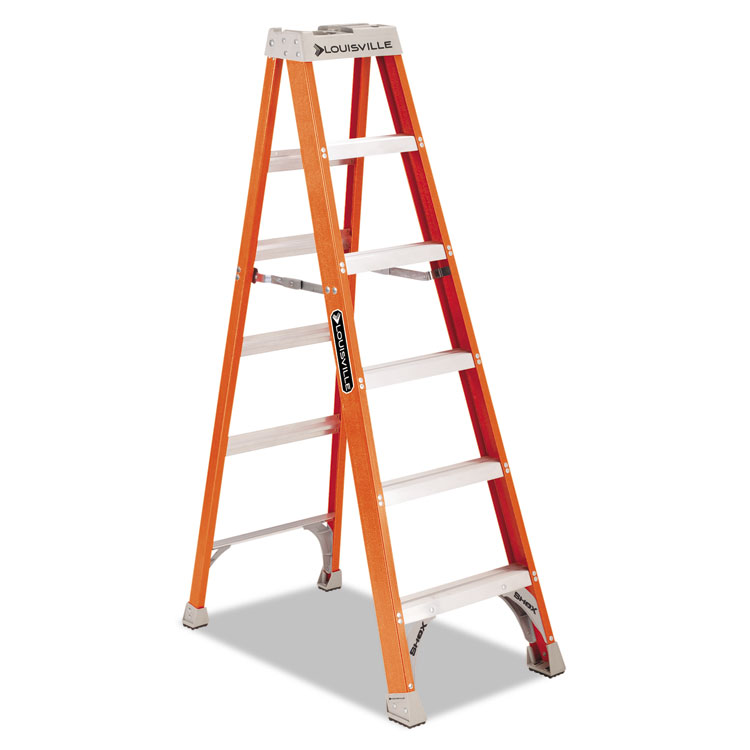 Louisville 73-3/5" H 5-step Fiberglass Heavy Duty Step Ladder Orange