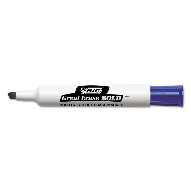 Bic Great Erase Bold Dry Erase Marker Chisel Tip Blue 12-pack