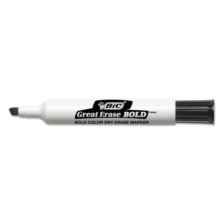 Bic Great Erase Bold Dry Erase Marker Chisel Tip Black 12-pack