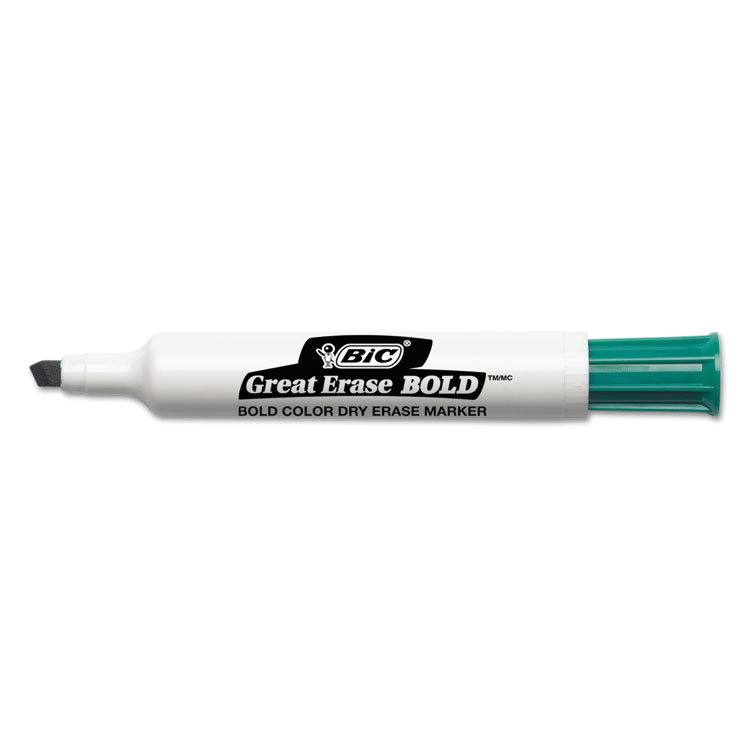 Bic Great Erase Bold Dry Erase Marker Chisel Tip Green 12-pack