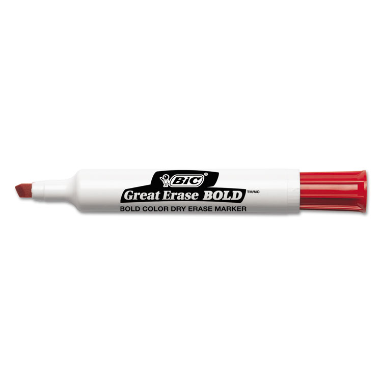Bic Great Erase Bold Dry Erase Marker Chisel Tip Red 12-pack