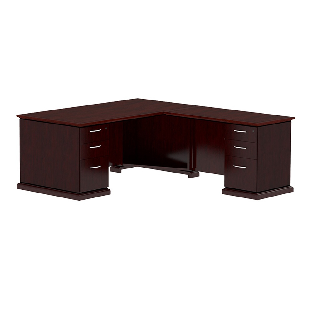 Cherryman Emerald 66" W L-shaped Straight Front Double Pedestal Office Desk