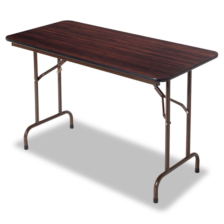 Alera 48" W X 24" D Rectangular Wood Folding Table Mahogany