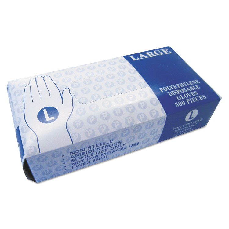 Inteplast Embossed Polyethylene Disposable Gloves Large Powder-free Clear 2000/pack