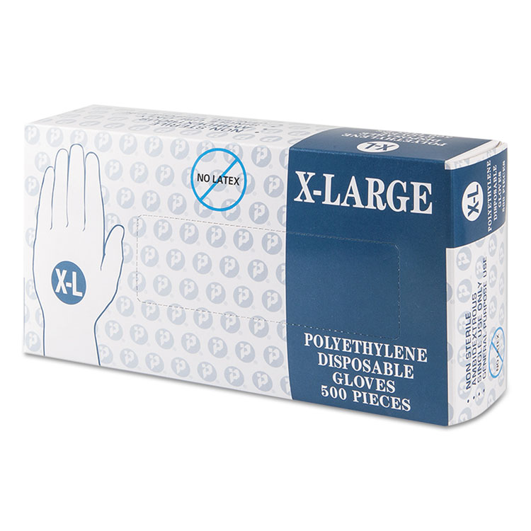 Inteplast Embossed Polyethylene Disposable Gloves X-large Powder-free Clear 2000/pack
