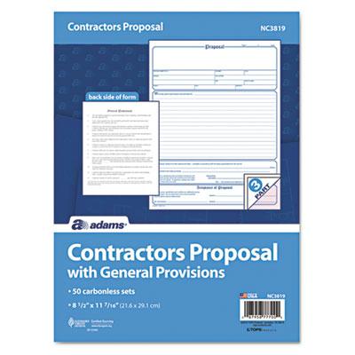 Adams 8-1/2" X 11" Contractor Proposal Form 50-forms