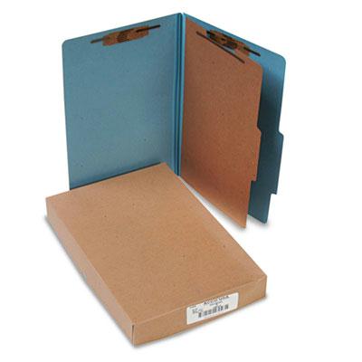 Acco 4-section Legal Pressboard 25-point Classification Folders Sky Blue 10/box