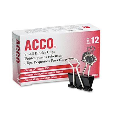 Acco 5/16" Capacity Steel Wire Small Binder Clips 12/box
