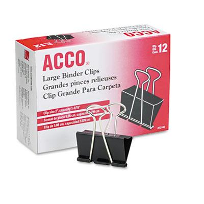 Acco 1-1/16" Capacity Steel Wire Large Binder Clips 12/box