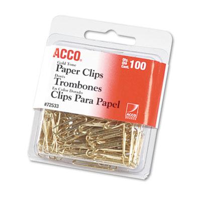 Acco No. 2 Wire Gold Tone Paper Clips 100-paper Clips