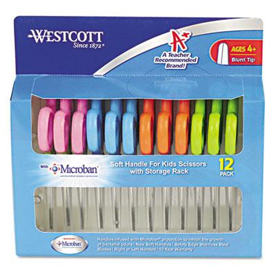 Westcott 5" Blunt Tip Kids Soft Handle Antimicrobial Scissors Assorted 12/pack
