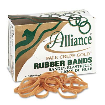 Alliance 3-1/2" X 1/4" Size #64 Pale Crepe Gold Rubber Bands 1 Lb. Box