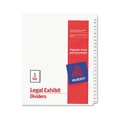 Avery 101-125 Allstate 25-tab Legal Exhibit Side Tab Dividers White Pack Of 25