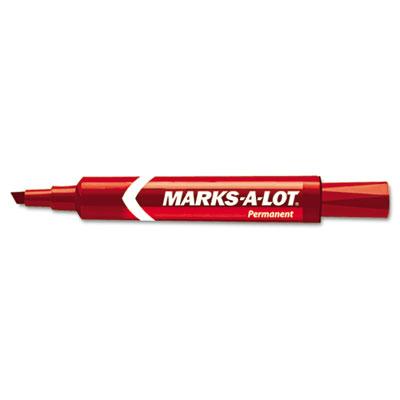 Marks-a-lot Regular Permanent Marker Chisel Tip Red 12-pack