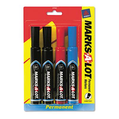 Marks-a-lot Permanent Marker Chisel Tip Assorted 4-pack