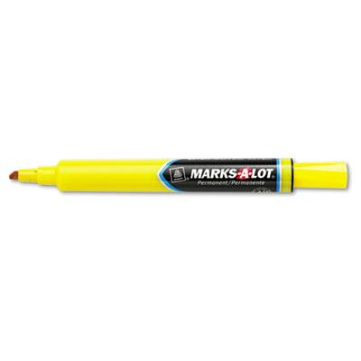 Marks-a-lot Large Permanent Marker Chisel Tip Yellow 12-pack