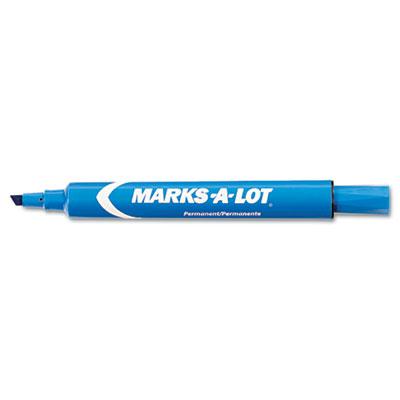 Marks-a-lot Large Permanent Marker Chisel Tip Blue 12-pack