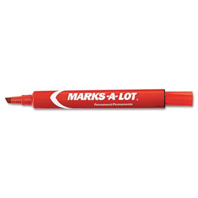Marks-a-lot Large Permanent Marker Chisel Tip Red 12-pack