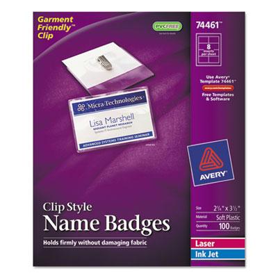 Avery 2-1/4" X 3-1/2" Top Load Clip Badge Holder Kit With Badge Insert White 100/box