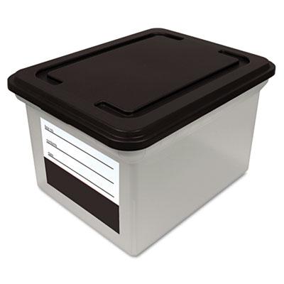 Innovative 14-1/2" D Letter & Legal File Tote Storage Box W/ Lid Black
