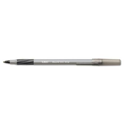 Bic Round Stic Grip 0.8 Mm Fine Stick Ballpoint Pens Black 12-pack