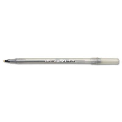 Bic Round Stic 1 Mm Medium Stick Ballpoint Pens Black 12-pack