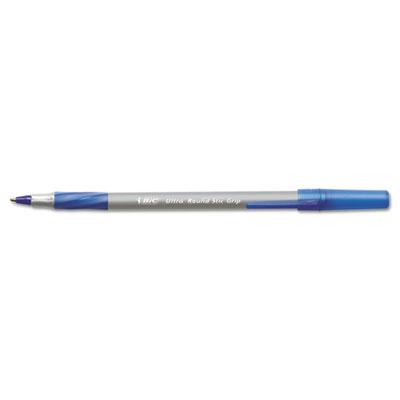 Bic Round Stic Grip 1.2 Mm Medium Stick Ballpoint Pens Blue 12-pack