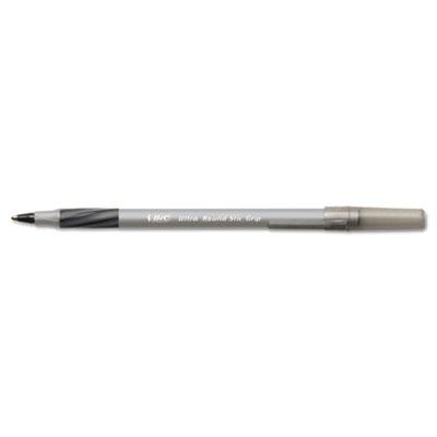 Bic Round Stic Grip 1.2 Mm Medium Stick Ballpoint Pens Black 12-pack