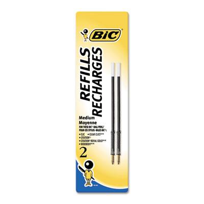 Bic Refill For Medium Retractable Ballpoint Pens Blue Ink 2-pack
