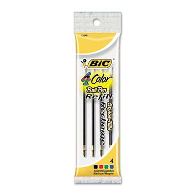 Bic Refill For Medium Retractable Ballpoint Pens Assorted Ink 4-pack