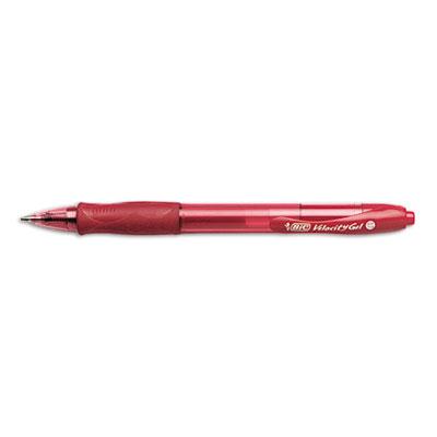 Bic Velocity 0.7 Mm Medium Retractable Gel Roller Ball Pens Red 12-pack