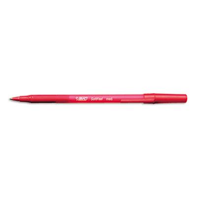 Bic Soft Feel 1 Mm Medium Stick Ballpoint Pens Red 12-pack