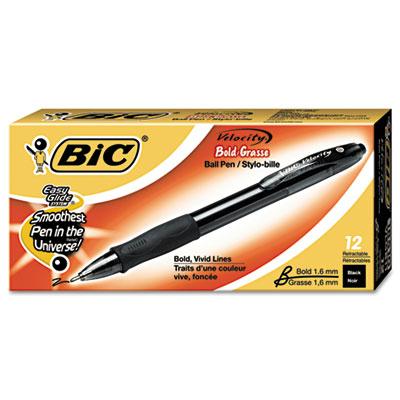 Bic Velocity 1.6 Mm Bold Retractable Ballpoint Pens Black 12-pack