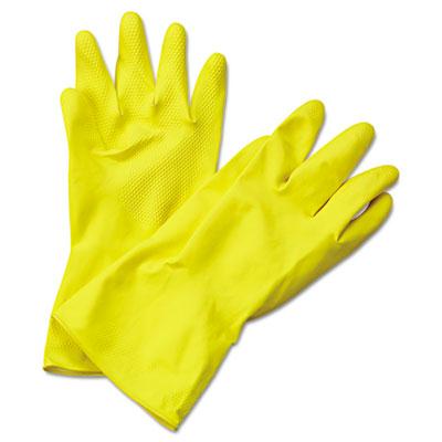 Boardwalk X-large Flock-lined Latex Cleaning Gloves Yellow 12 Pairs