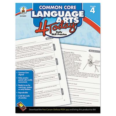 Carson-dellosa Common Core 4 Today Language Arts Grade 4 Workbook 96 Pages
