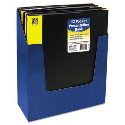 C-line 12-sleeve 8-1/2" X 11" Bound Sheet Protector Presentation Book Black