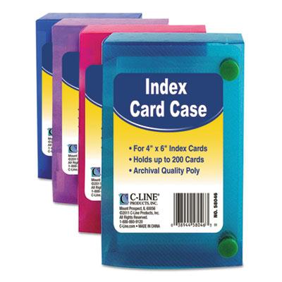 C-line Polypropylene Index Card Case Holds 200 4" X 6" Cards Assorted