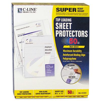 C-line 8-1/2" X 11" Top-load Super Heavyweight Non-glare Poly Sheet Protectors 50/box