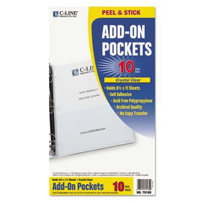 C-line 8-3/4" X 5-1/8" Peel & Stick Add-on Filing Pockets 10/box