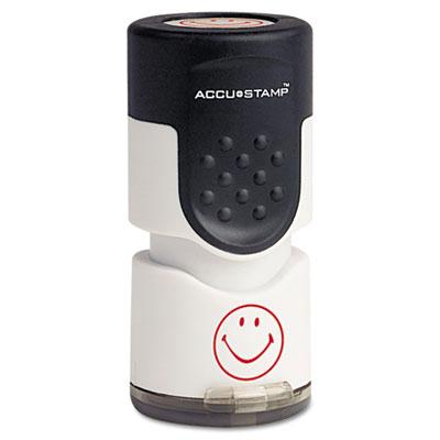 Accustamp "smiley" Pre-inked Round Stamp With Microban Red Ink 5/8"