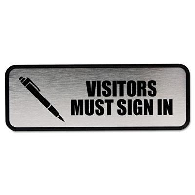 Cosco 9" W X 3" H Visitors Must Sign In Metal Office Sign