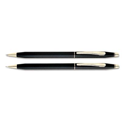 Cross Classic Century Ballpoint Pen & Pencil Set Black With 23 Kt. Gold Accents